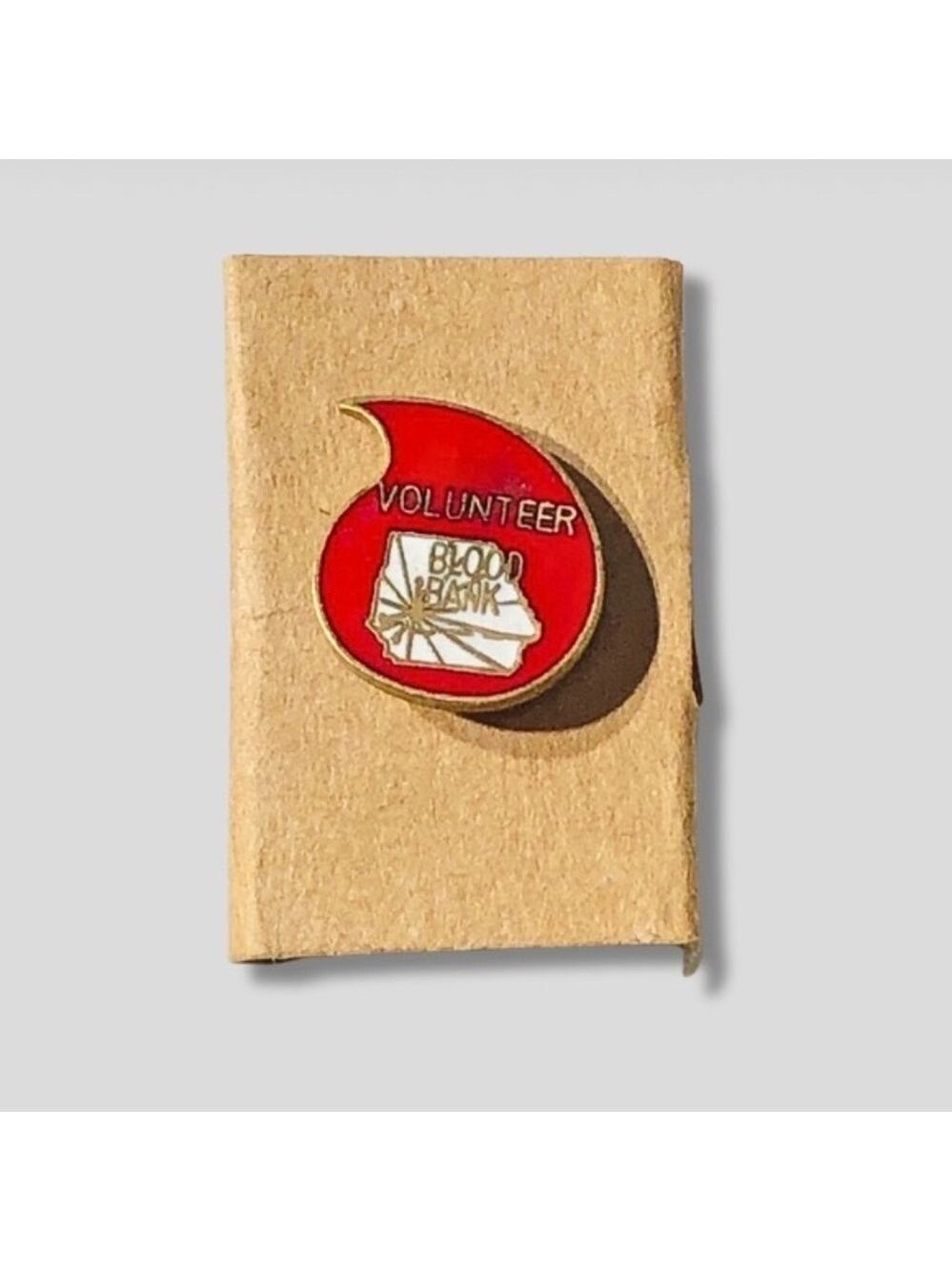 Vintage Volunteer Blood Bank Enamel Lapel Pin Red